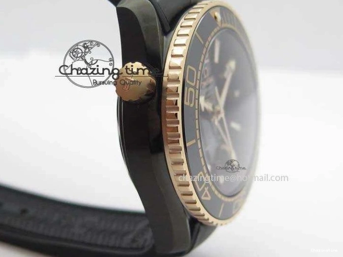 0427 Planet Ocean 45mm GMT DLC RG JHF Best Edition Black Dial On Leather Strap A Soft 8193